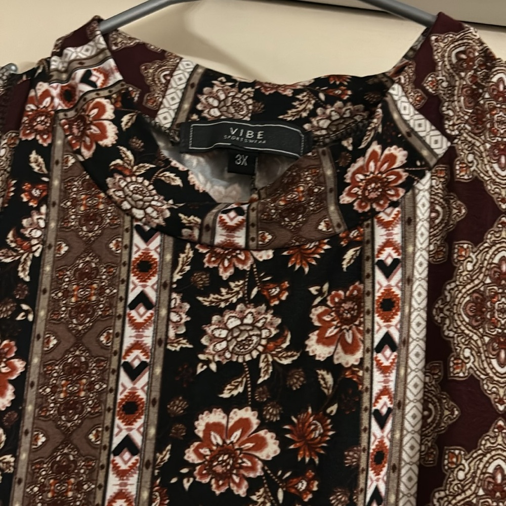Vibe Sportswear Sleeveless Dress Floral and Geometric Print Size 3X - Picture 3 of 6